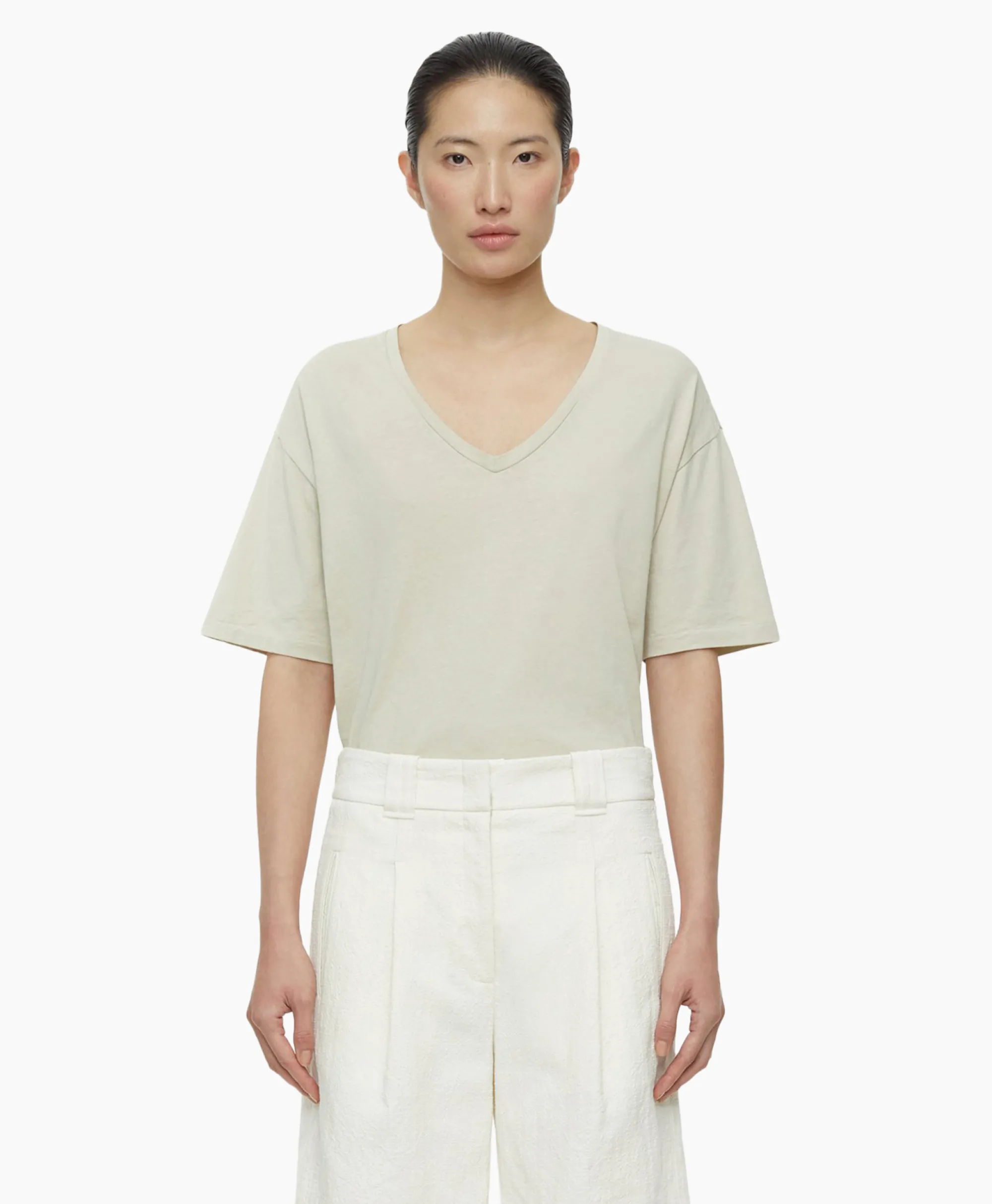 Closed T-Shirt Korte Mouw V-Neck Short Sleeve Ivoor / Naturel*Dames T-Shirts & Tops