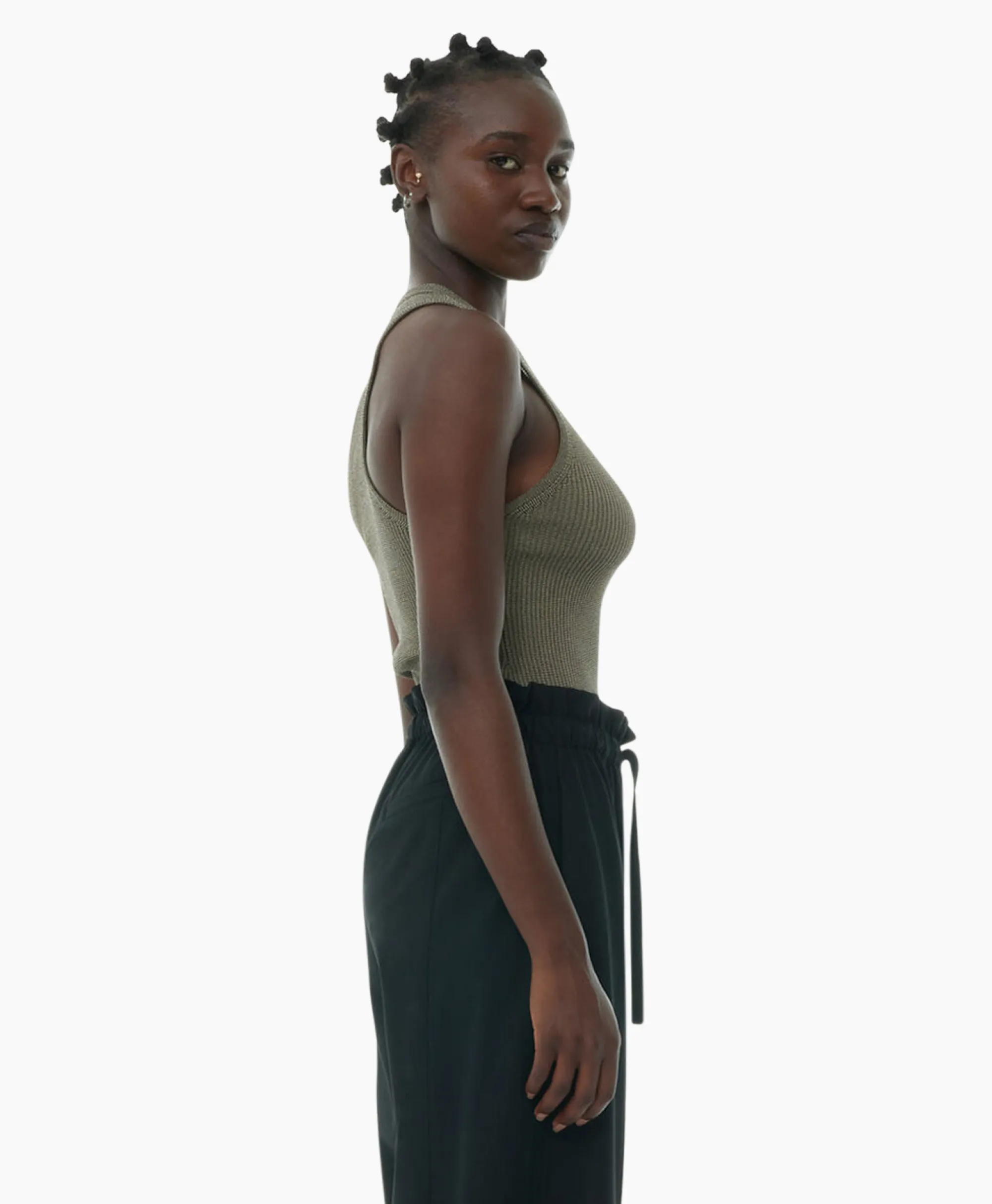 Ganni Top Melange Knit Sleeveless Bruin*Dames T-Shirts & Tops