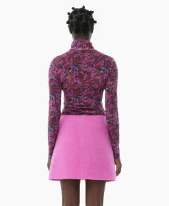 Ganni Top Printed Mesh Long Sleeve Roze*Dames T-Shirts & Tops