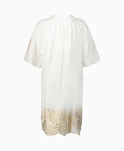 Greek Archaic Kori Mini Jurk Short Labyrinth Bell Sleeve Wit*Dames Bruiloftskleding