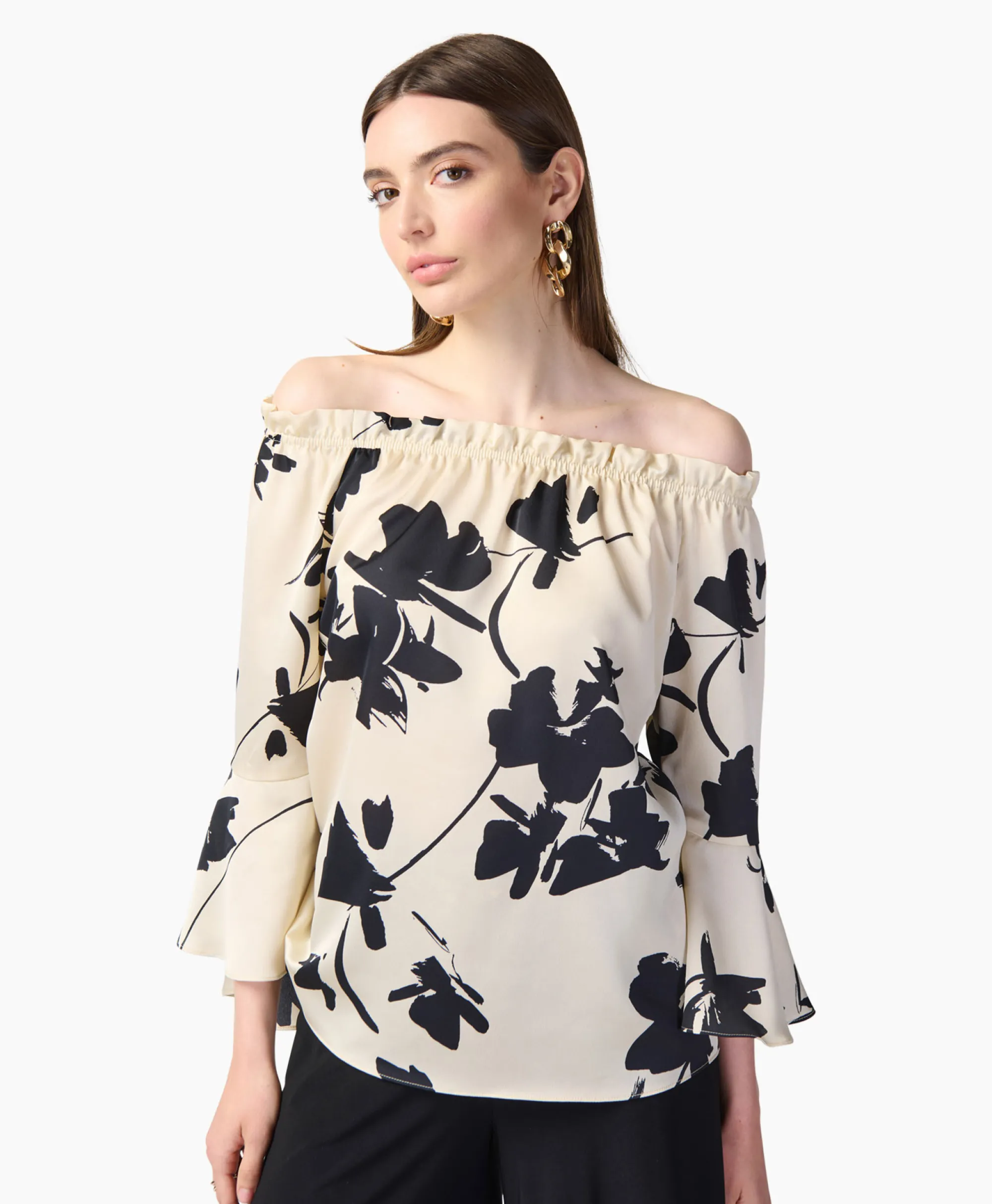 Joseph Ribkoff Blouse Print Lange Mouwen Zwart Dessin*Dames Blouses