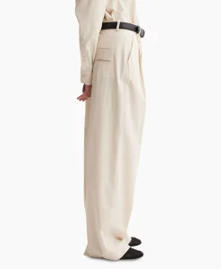 Les Coyotes De Paris Pantalon Wide Leg Pleated Chino Zand*Dames Broeken