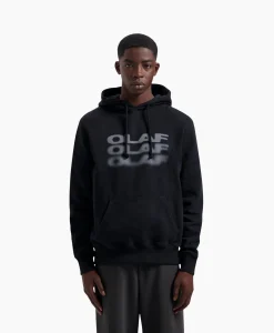 Olaf Hussein Hoodie Blur Logo Zwart*Heren Truien