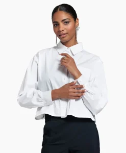 Studio Anneloes Blouse Dion Cropped Poplin Wit*Dames Blouses