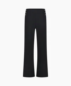 Studio Anneloes Broek Jessy Bonded Button Trousers Zwart Dessin*Dames Broeken