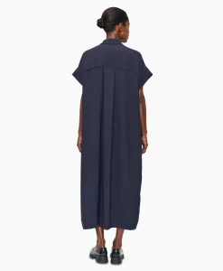 Zenggi Maxi Jurk Fluid Shirt Donker Blauw*Dames Jurken